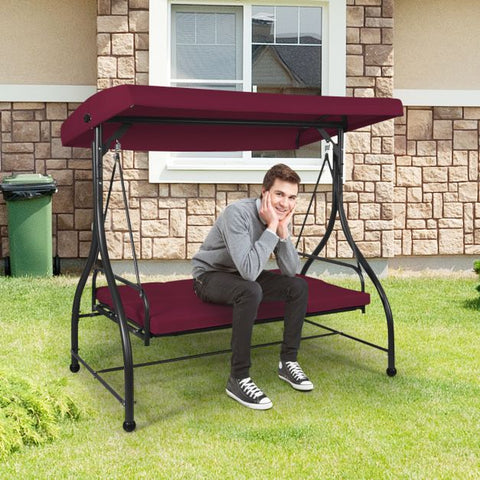 Durable Garden Swing with Steel Frame and Adjustable Canopy