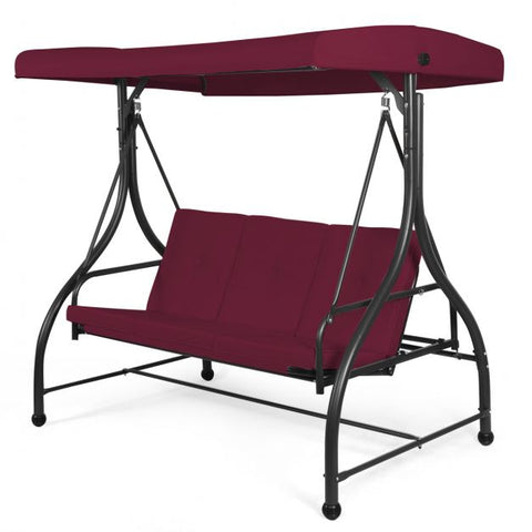 Durable Garden Swing with Steel Frame and Adjustable Canopy
