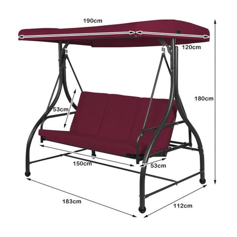 Durable Garden Swing with Steel Frame and Adjustable Canopy