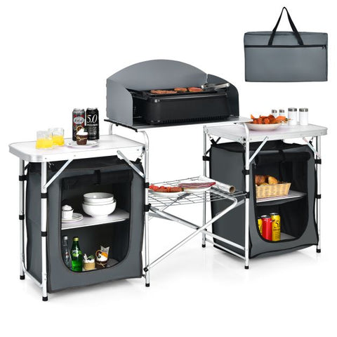Outdoor 2 in 1 Folding Aluminium Table with Removable Windscreen