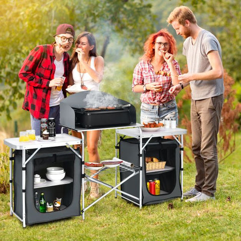 Outdoor 2 in 1 Folding Aluminium Table with Removable Windscreen