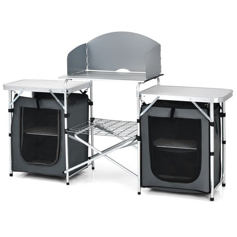 Outdoor 2 in 1 Folding Aluminium Table with Removable Windscreen