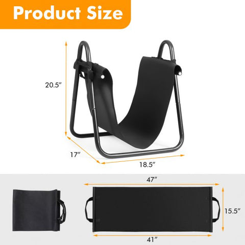 Compact Fireplace Log Holder with Canvas Tote Carrier