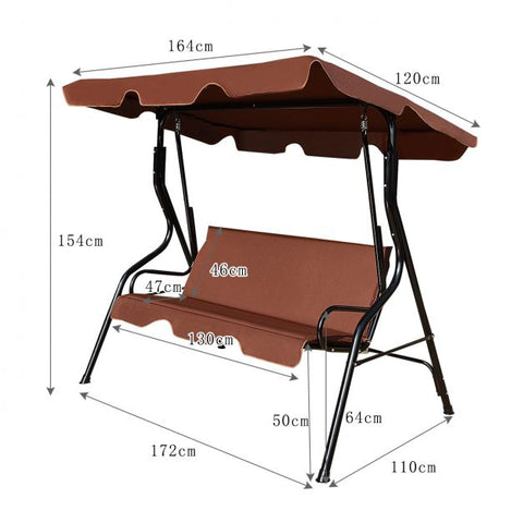 Summer Garden 2 Seater Swing Chair with Heavy-Duty Steel Frame and Canopy