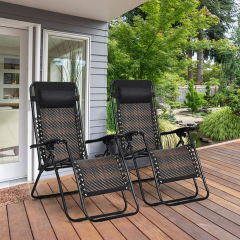 Rattan Sun Lounger with Removable Headrest and Folding Function
