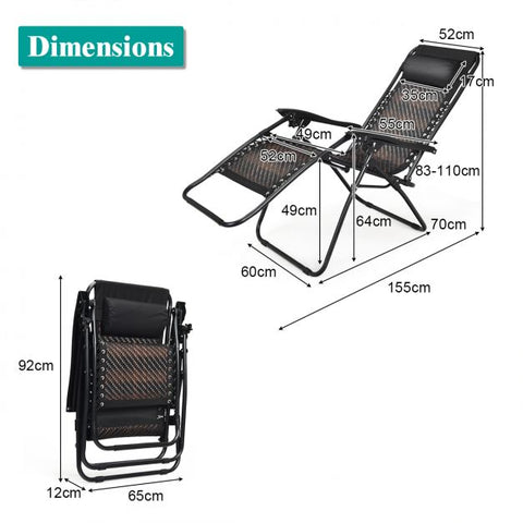 Rattan Sun Lounger with Removable Headrest and Folding Function