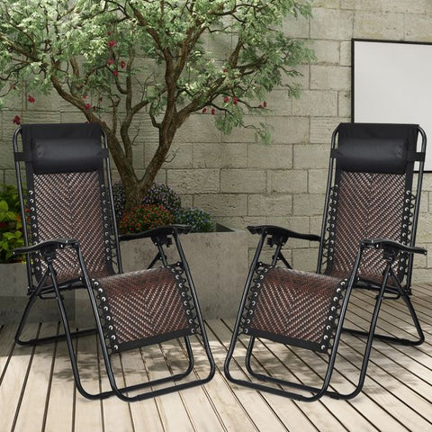 Rattan Sun Lounger with Removable Headrest and Folding Function