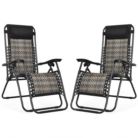 Rattan Sun Lounger with Removable Headrest and Folding Function