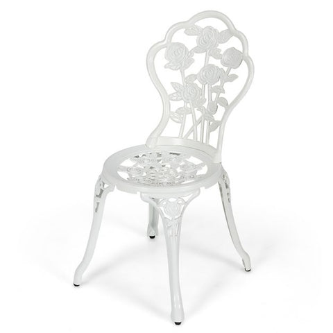 Garden Outdoor Bistro Dining set with Aluminium Roses Design in White