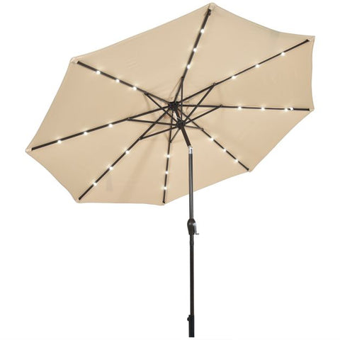 Patio 3m Umbrella with LED Lights and Tilt and Crank