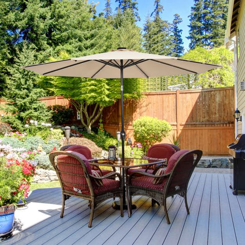 Patio 3m Umbrella with LED Lights and Tilt and Crank