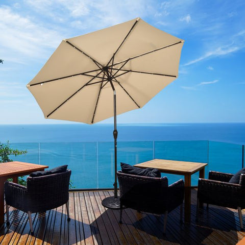 Patio 3m Umbrella with LED Lights and Tilt and Crank