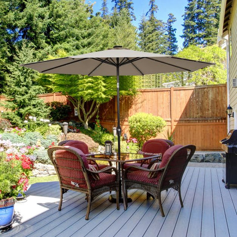Patio 3m Umbrella with LED Lights and Tilt and Crank