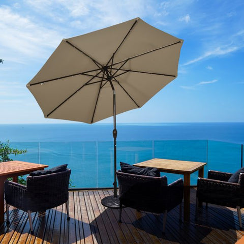 Patio 3m Umbrella with LED Lights and Tilt and Crank
