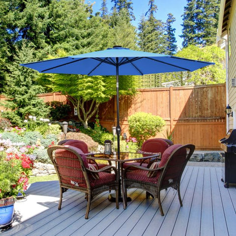 Patio 3m Umbrella with LED Lights and Tilt and Crank