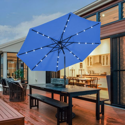 Patio 3m Umbrella with LED Lights and Tilt and Crank