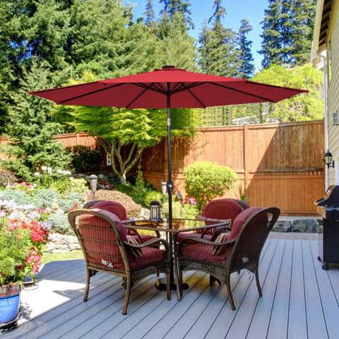 Patio 3m Umbrella with LED Lights and Tilt and Crank