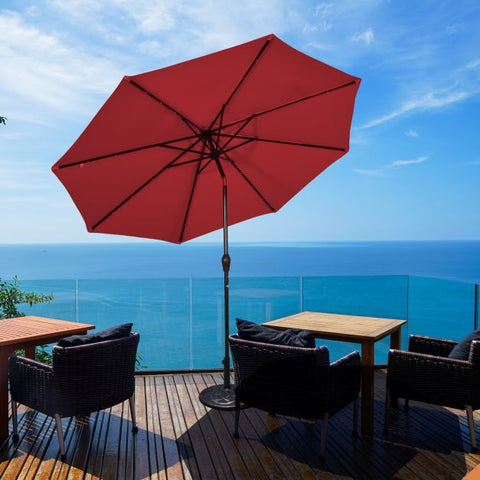 Patio 3m Umbrella with LED Lights and Tilt and Crank