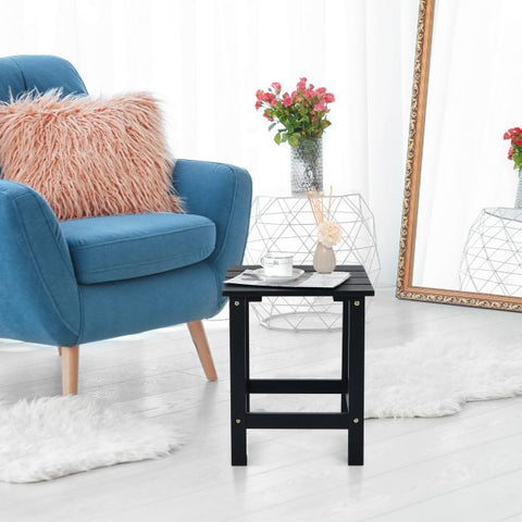 Garden Square Fir Wood End Table with Sturdy Construction and Slatted Design