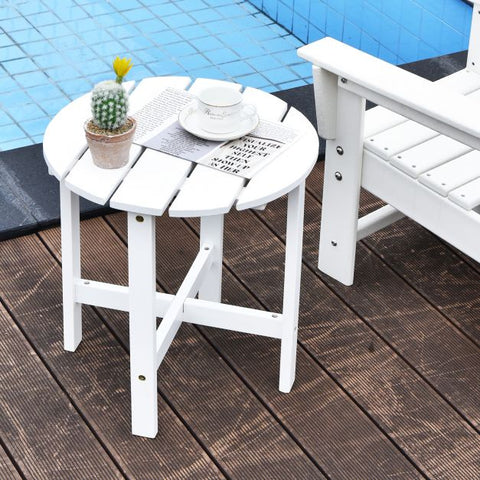 Garden Fir Wood End Table with Sturdy Construction and Slatted Design