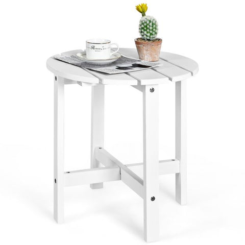 Garden Fir Wood End Table with Sturdy Construction and Slatted Design