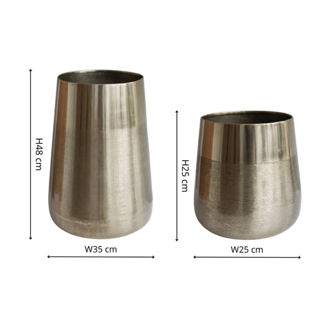 Classy Outdoor Pewter Planter set of 2 with Metallic Finish