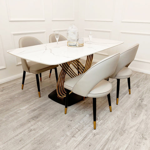 Louis Dining Table with 180 CM Polar White Sintered Stone Top