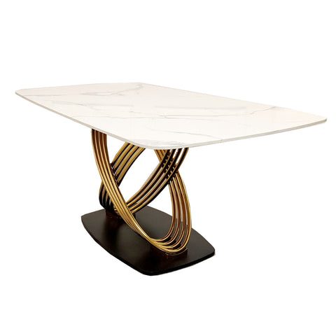 Louis Dining Table with 180 CM Polar White Sintered Stone Top