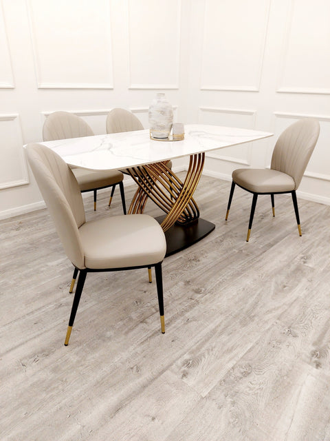 Louis Dining Table with 180 CM Polar White Sintered Stone Top