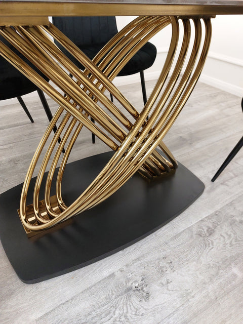 Louis Dining Table with 180 CM Polar White Sintered Stone Top