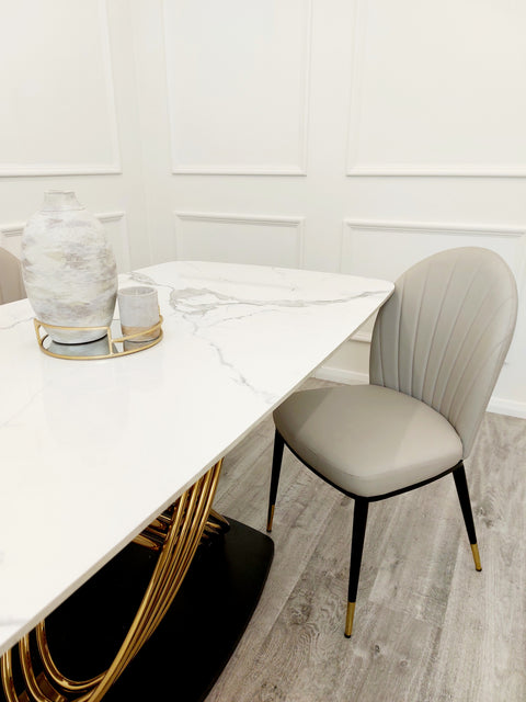 Louis Dining Table with 180 CM Polar White Sintered Stone Top