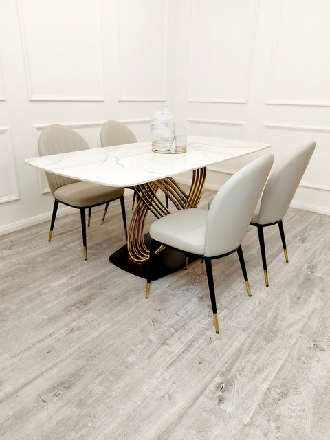 Louis Dining Table with 180 CM Polar White Sintered Stone Top