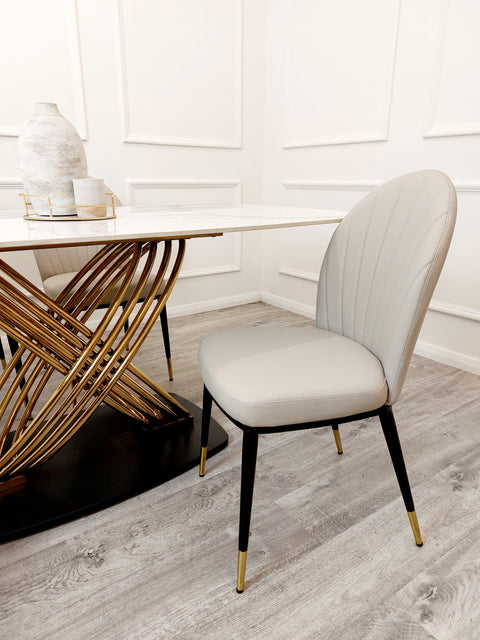 Louis Dining Table with 180 CM Polar White Sintered Stone Top