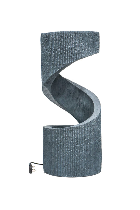 Elegant Spiral Water Feature with Contemporary Design in Cement Finish