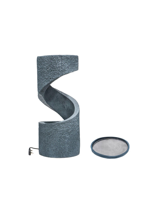 Elegant Spiral Water Feature with Contemporary Design in Cement Finish