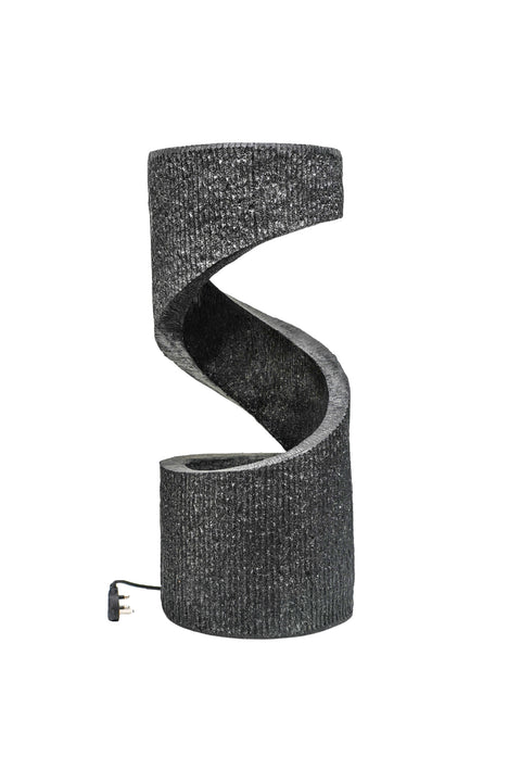 Elegant Spiral Water Feature with Contemporary Design in Granite Finish