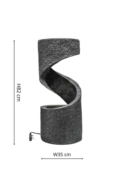 Elegant Spiral Water Feature with Contemporary Design in Granite Finish