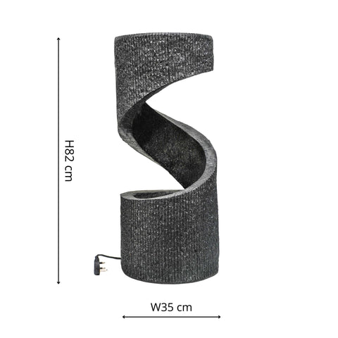Elegant Spiral Water Feature with Contemporary Design in Granite Finish