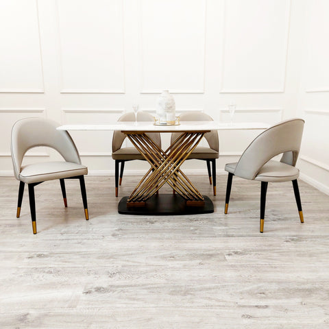 Louis Dining Table with 180 CM Polar White Sintered Stone Top