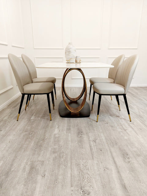 Louis Dining Table with 180 CM Polar White Sintered Stone Top