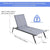 Garden Reclining Lounge Chair with Steel Frame and 6 Position Adjustment Feature in Grey