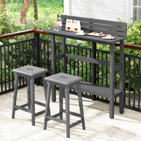 Outdoor Pub Height Bar Table with Storage Shelf in Grey