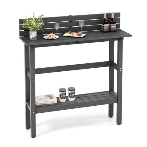 Outdoor Pub Height Bar Table with Storage Shelf in Grey