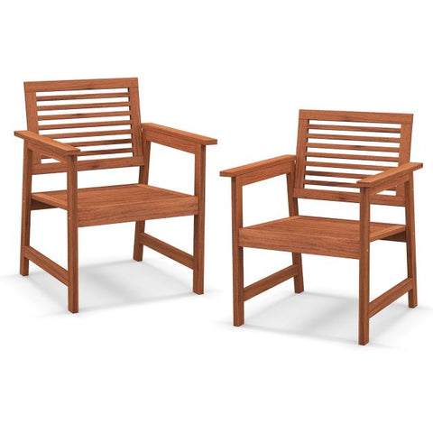 Outdoor Solid Wood Dining Chair Set with Breathable Slatted Design