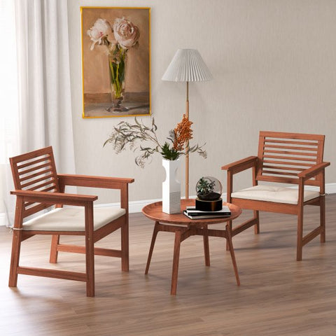 Outdoor Solid Wood Dining Chair Set with Breathable Slatted Design