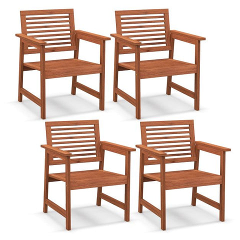 Outdoor Solid Wood Dining Chair Set with Breathable Slatted Design