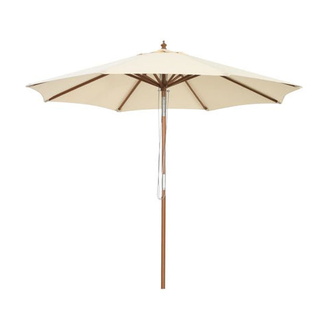 Wooden Parasol Umbrella with Pulley Lift System and Tilt Adjustment