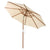 Wooden Parasol Umbrella with Pulley Lift System and Tilt Adjustment