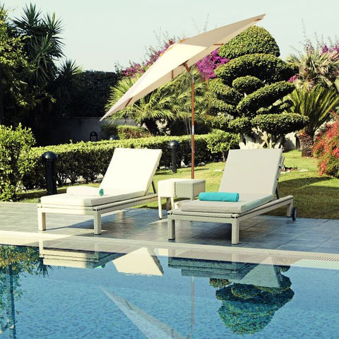 Wooden Parasol Umbrella with Pulley Lift System and Tilt Adjustment
