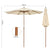 Wooden Parasol Umbrella with Pulley Lift System and Tilt Adjustment